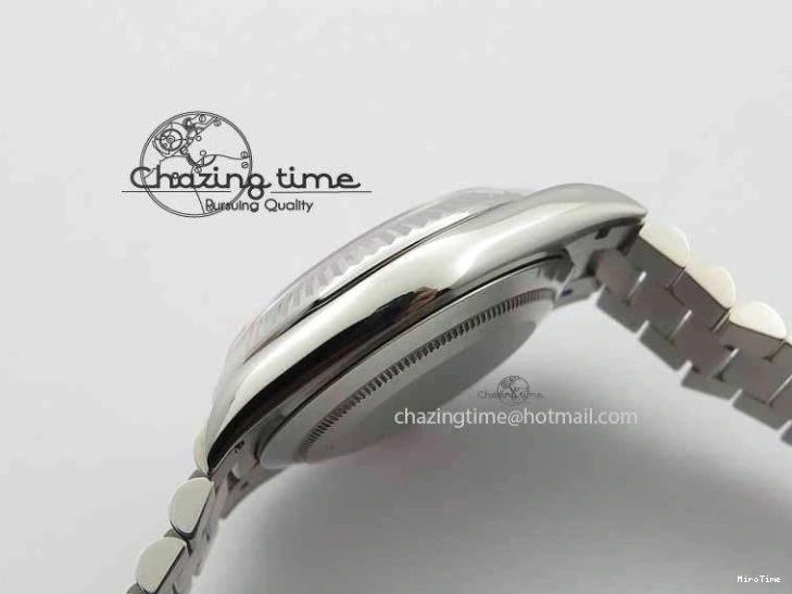 MiroTime 1227 Elegant Day Date 40mm SS BP Maker Best Edition Ice Blue Dial Diamond Markers On SS Bracelet ETA 3700